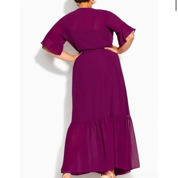 NEW City Chic flutter sleeve wrap maxi dress 16W - Picture 2 of 10